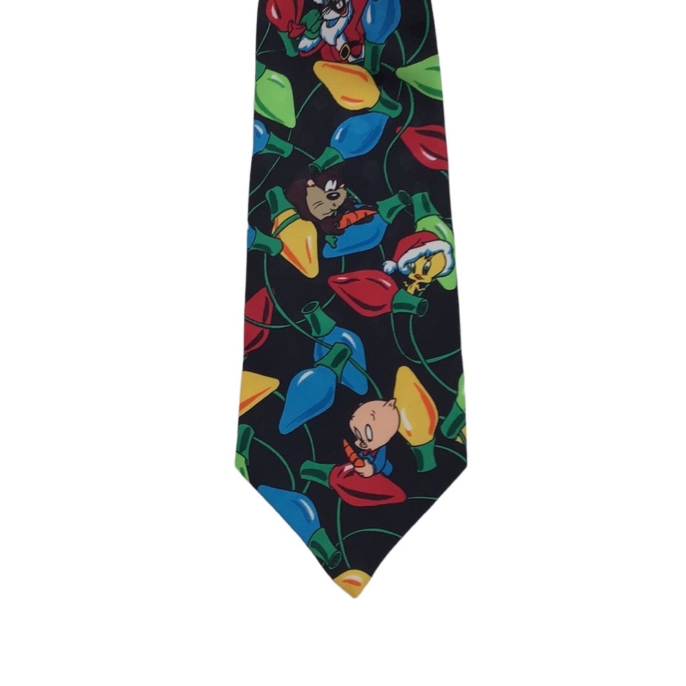 Vintage 1995 Looney Tunes Christmas Lightbulb‎ Tie
